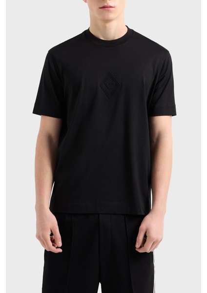 Kabartmalı Logo % 100 Pamuk Regular Fit Bisiklet Yaka T Shirt Erkek T Shirt EM001040 AF13669 UC001