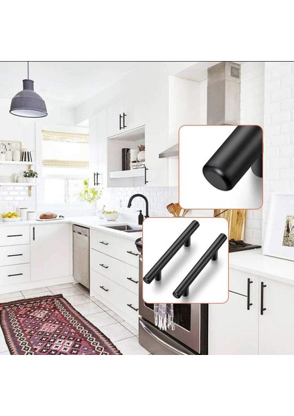 10 Adet Rosemary Mobilya Mutfak Çekmece Dolap Kapak Kulpu 128 mm Mat Siyah Metal Kulp (10 Adet)