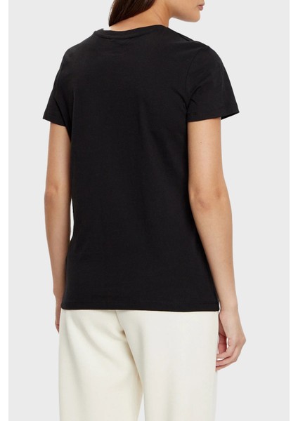 Martina % 100 Pamuk Regular Fit Bisiklet Yaka Logolu T Shirt V5RI06I3Z14 Bayan T Shirt V5RI06 I3Z14 Jblk