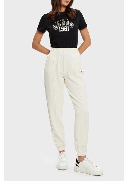Martina % 100 Pamuk Regular Fit Bisiklet Yaka Logolu T Shirt V5RI06I3Z14 Bayan T Shirt V5RI06 I3Z14 Jblk