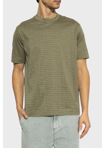 Jakarlı Logo Baskılı Regular Fit Bisiklet Yaka T Shirt Erkek T Shirt EM000787 AF12916 F7060