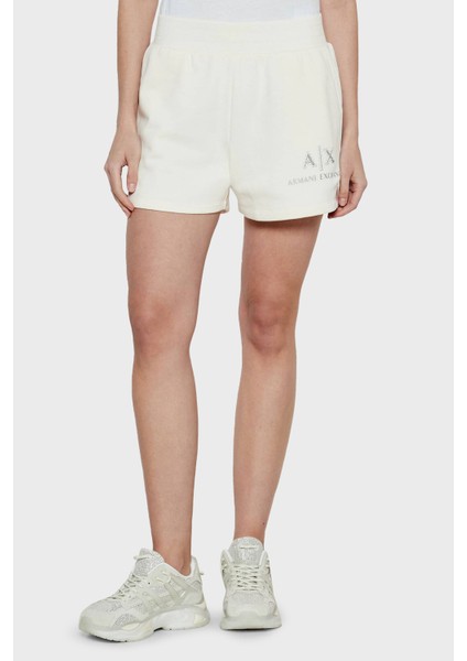 % 100 Pamuk Lastikli Bel Logolu Short Bayan Short XW001052 AF11851 U1003