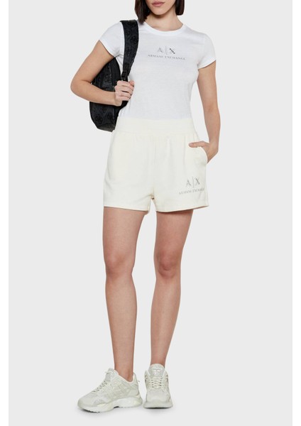 % 100 Pamuk Lastikli Bel Logolu Short Bayan Short XW001052 AF11851 U1003