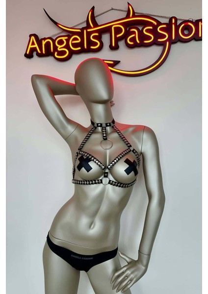 Halka Detaylı Göğüs Üzeri Lastik Harness