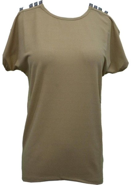 Omuzları Şerit Detay Tişört