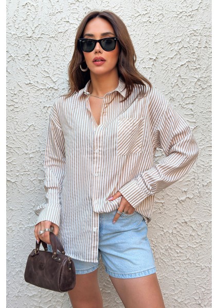 Kadın Gömlek Oversize Boyfriend Cepli Gömlek fiyatları