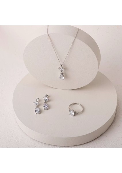925 Ayar Zirkon Taşlı Kadın Silver Set modelleri