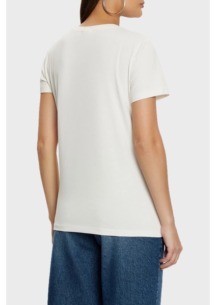 Briana Pamuklu Relaxed Fit Taşlı Logolu T Shirt V3BI11J1314 Bayan T Shirt V3BI11 J1314 G6F4
