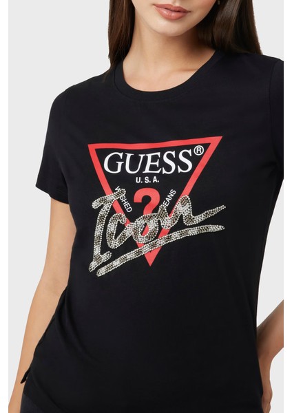 Ss Cn Triangle % 100 Pamuk Regular Fit Logolu T Shirt W5RI10I3Z14 Bayan T Shirt W5RI10 I3Z14 Jblk