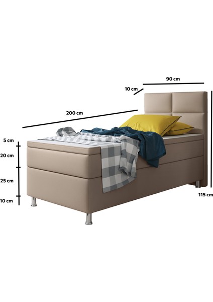 Miami 3 Lü Set (YATAK+BAZA+BAŞLIK)90X200