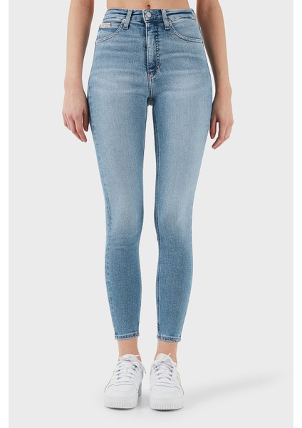 Streç Pamuklu Slim Fit Yüksek Bel Süper Dar Paça Jeans J20J2244861AA Bayan Kot Pantolon J20J224486 1AA