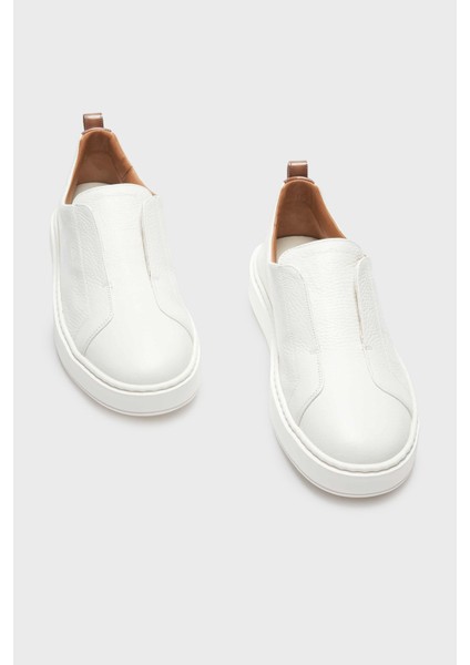 Logolu Deri Kalın Tabanlı Slip-On Sneaker Ayakkabı Erkek Ayakkabı MBCD21995BARTLLDI50