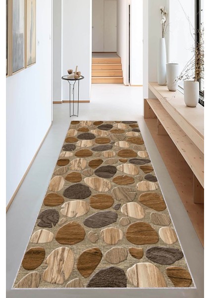 Kahverengi 3D Üç Boyutlu Kesme Rulo Özel Ölçü Yolluk AR1211