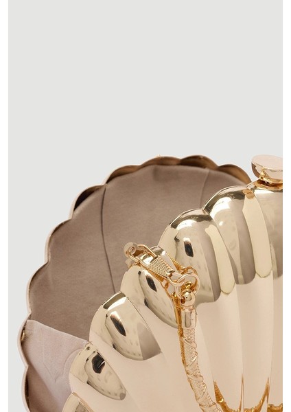 Deniz Kabuğu Clutch Çanta - Gold