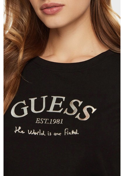 Margot Pamuklu Regular Fit Bisiklet Yaka Logolu T Shirt V5RI16J1314 Bayan T Shirt V5RI16 J1314 Jblk