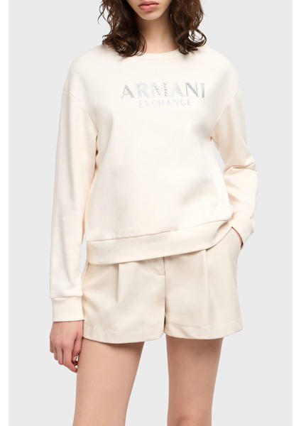 Taşlı Logo % 100 Pamuk Regular Fit Sweat Bayan Sweat XW000159 AF11851 U1003