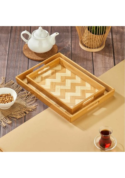 Akıllıelma-Cooker Tepsi Bambu Dikdörtgen 2 Li CKR3465