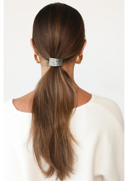 Çizgi Dokulu Lastikli At Kuyruğu Tokası