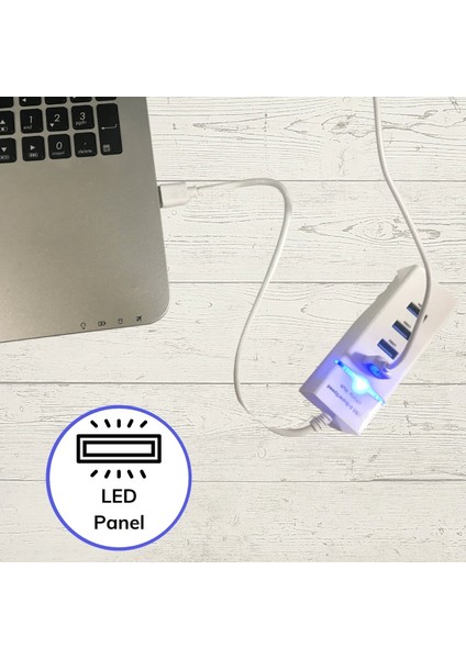 Çok Amaçlı 4 Port Girişli Güçlü USB 3.0 Port Çoklayıcı Adaptör Switch Splitter Hub 1.2m Kablo ( Lisinya )