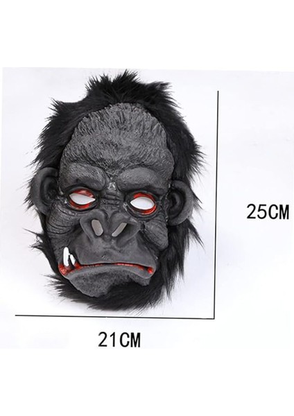 Lateks Goril Maskesi Maymun Maskesi Et Maskesi Orangutan Siyah Saçlı 4 No