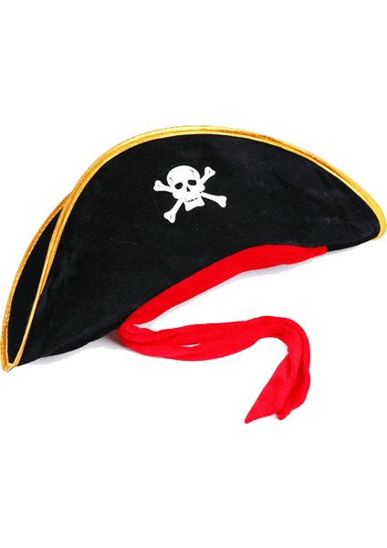Yetişkin Boy Kadife Jack Sparrow Denizci Kaptan Jack Korsan Şapkası 50X20 cm