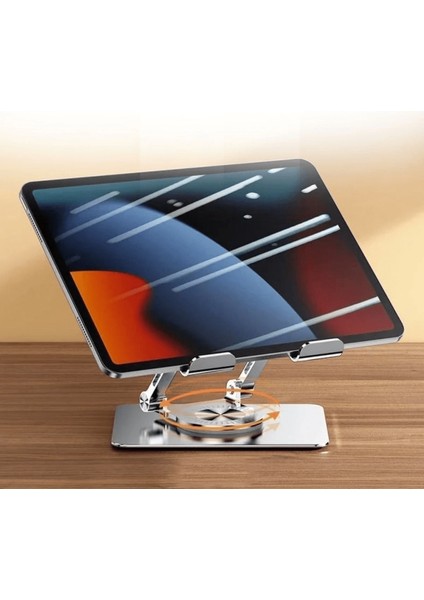 360 Derece Dönebilen Yükseltilmiş Masaüstü Ayarlanabilir Metal Tablet Standı ( Lisinya )