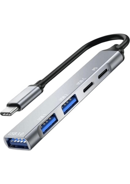 5in1 Metal USB Hub - Yüksek Hızlı Çoklayıcı, 5 Bağlantı Noktalı, Dayanıklı ve Taşınabilir Tasarım ( Lisinya )