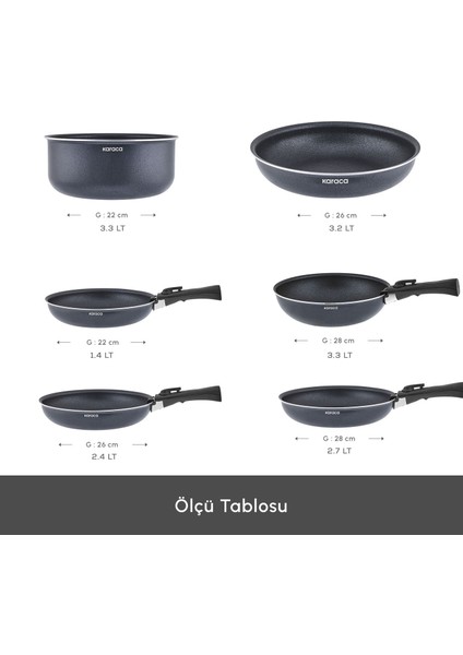 Biodiamond Easy Clip Çıkarılabilir Saplı İndüksiyon Tabanlı 13 Parça Tencere / Tava Seti