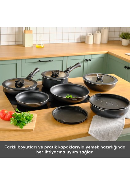 Biodiamond Easy Clip Çıkarılabilir Saplı İndüksiyon Tabanlı 13 Parça Tencere / Tava Seti