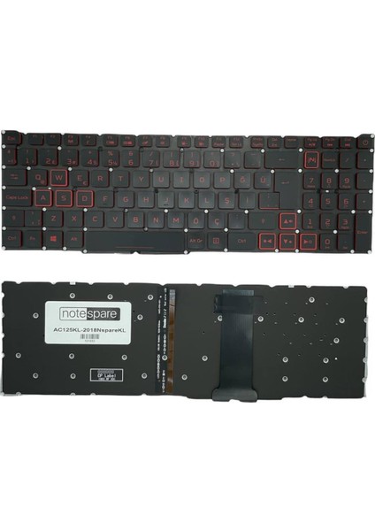 Acer ile Uyumlu Nitro 5 AN515-54 NH.Q59EY.008 Işıklı Klavye Siyah Tr ( Kırmızı Aydınlatma Versiyon )