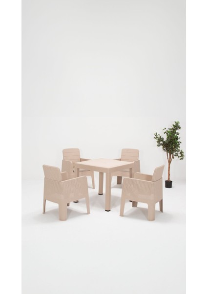 Apex 80 x 80 Minderli Bahçe&balkon&teras Mobilyası – Cappucino