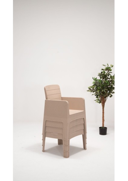 Apex 80 x 80 Minderli Bahçe&balkon&teras Mobilyası – Cappucino