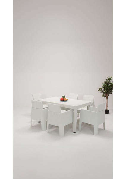 Apex 6 Kişilik Bahçe&balkon&teras Mobilyası – Beyaz