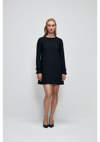 Yuvarlak Yaka Elbise Siyah 124L8653000 fırsatları