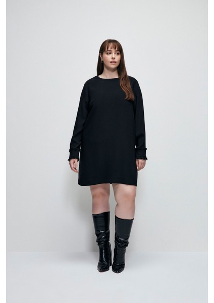 Yuvarlak Yaka Elbise Siyah 124L8653000 indirimleri