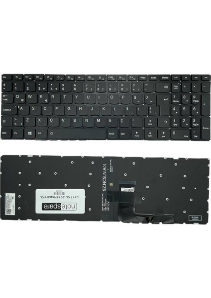 Lenovo ile Uyumlu V510-15IKB 80WQ01SDTX, V510-15IKB 80WQ01U2TX Işıklı Klavye Siyah Tr