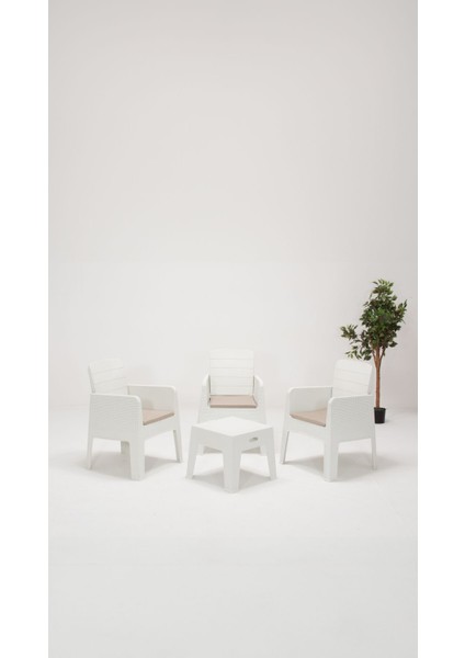 Apex 1+1+1+S Minderli Bahçe&balkon&teras Mobilyası - Beyaz