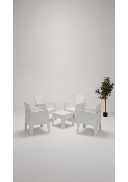 Apex 1+1+1+1+S Bahçe&balkon&teras Mobilyası - Beyaz
