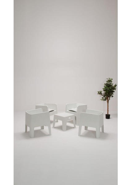 Apex 1+1+1+1+S Bahçe&balkon&teras Mobilyası - Beyaz
