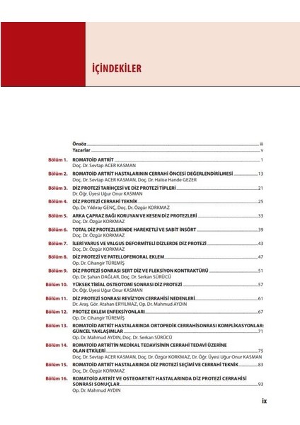 Romatoid Artrit ve Diz Cerrahisi modelleri