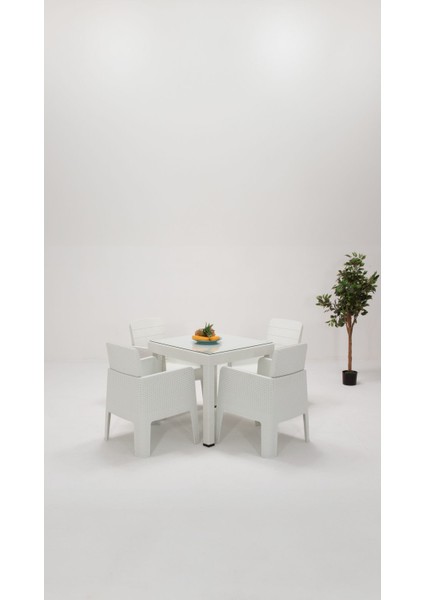 Apex 80 x 80 Camlı Bahçe&balkon&teras Mobilyası – Beyaz