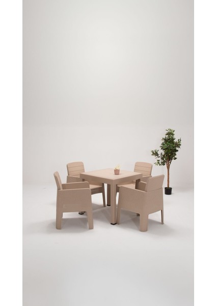 Apex 80 x 80 4 Kişilik Bahçe&balkon&teras Mobilyası – Cappucino