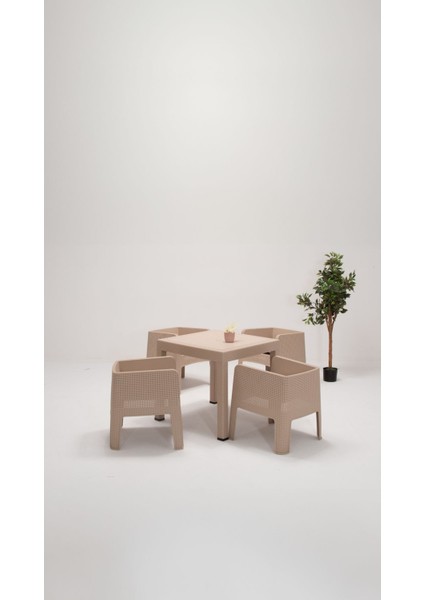 Apex 80 x 80 4 Kişilik Bahçe&balkon&teras Mobilyası – Cappucino