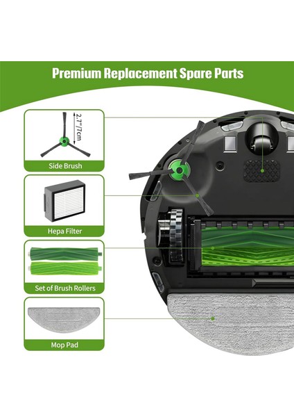 Irobot Roomba Combo I5/ı5+/j5/j5+ Için Yedek Parçalar, Aksesuarlar Ana Yan Fırça Hepa Filtre Paspas Bezi Pedleri (Yurt Dışından) modelleri