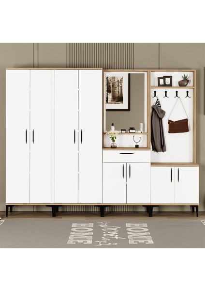 Sezen-1-2-3-3 Aynalı Çekmeceli Vestiyer Portmanto Ayakkabılık SZN02 fiyatları