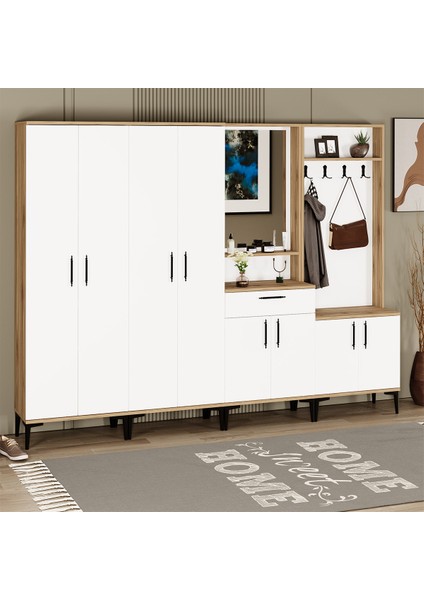 Sezen-1-2-3-3 Aynalı Çekmeceli Vestiyer Portmanto Ayakkabılık SZN02 modelleri