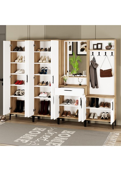 Sezen-1-2-3-3 Aynalı Çekmeceli Vestiyer Portmanto Ayakkabılık SZN02 fırsatları