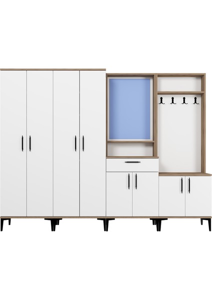 Sezen-1-2-3-3 Aynalı Çekmeceli Vestiyer Portmanto Ayakkabılık SZN02 indirimleri