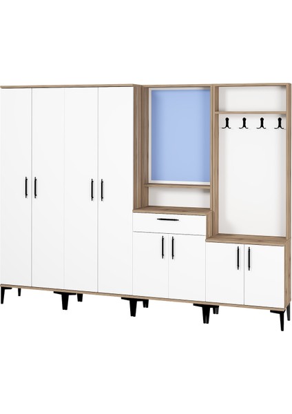 Sezen-1-2-3-3 Aynalı Çekmeceli Vestiyer Portmanto Ayakkabılık SZN02