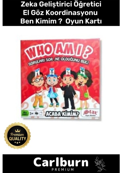 Premium Eğitici Zeka Geliştirici Öğretici Eğlence Aile Parti Acaba Kimim ? Mini Kart Oyunu